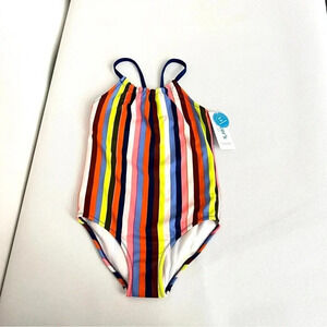 Carter's Kid Swim Suit One Piece Size 6 Multi-Colored Stripes Lined UPF 50+